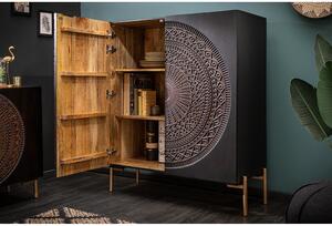 Massive home | Dřevěná designová komoda Black Mandala mango 41105