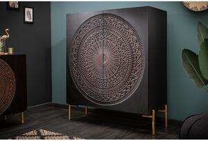 Massive home | Dřevěná designová komoda Black Mandala mango 41105