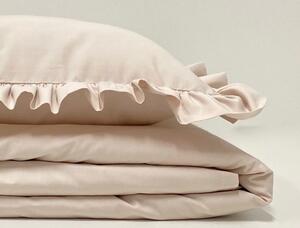 Bavlnená posteľná bielizeň s volánikom, krémová