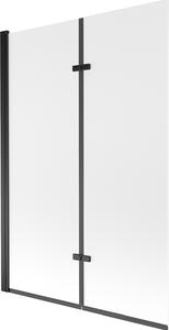 Mexen Castor, 2-krídlová vaňová zástena 120 x 150 cm, 6 mm námraza sklo, čierny profil, 892-120-002-70-30