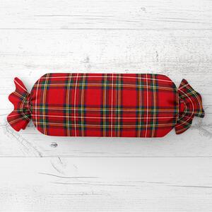 Biante Vankúš valec bonbon Sandra SA-799 Červené vianočné káro 15x40 cm