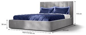 Manželská posteľ s vysokým čelom DENVER - sivá Rozmer: 180x200