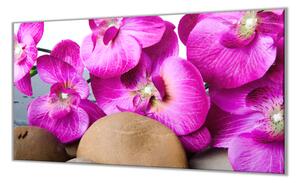 Ochranná doska kvety orchidey a hnedý kameň - 52x60cm / ANO