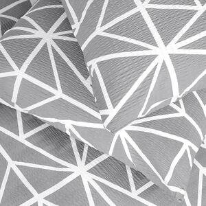 Goldea krepové posteľné obliečky deluxe - vzor 1049 biele geometrické tvary na sivom 140 x 200 a 70 x 90 cm