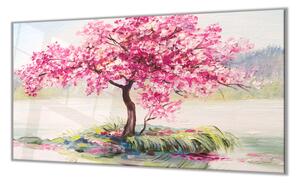Ochranná doska maľovaný rozkvitnutý strom nad hladinou - 52x60cm / ANO