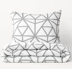 Goldea krepové posteľné obliečky deluxe - vzor 1050 sivé geometrické tvary na bielom 200 x 200 a 2ks 70 x 90 cm