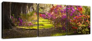 Gario 3 dielny obraz na plátne Silné duby a kvety Veľkosť: 90 x 30 cm
