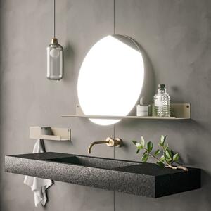 Kúpeľňové zrkadlo s kovovou policou London pieskovo šedé M