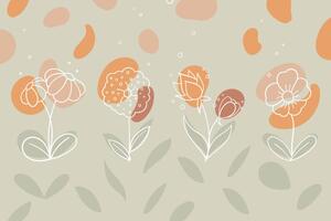 Samolepiaca tapeta minimalistické kvety v decentných tónoch