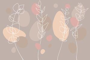 Samolepiaca tapeta minimalistické rastlinky v nádherných tónoch