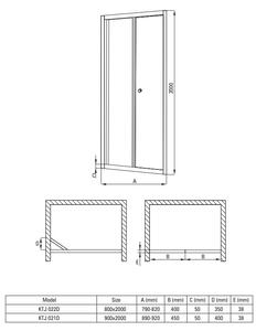 Deante Jasmin Plus, skladacie sprchové dvere 80x200 cm, 5mm číre sklo, chrómový profil, DEA-KTJ_022D