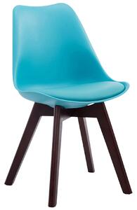 Stolička Borne V2 ~ plast / koženka, drevené nohy orech - Modrá