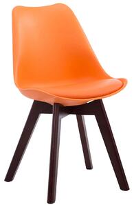Stolička Borne V2 ~ plast / koženka, drevené nohy orech - Oranžová