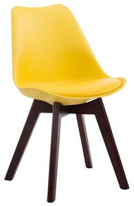 Stolička Borne V2 ~ plast / koženka, drevené nohy orech Farba Žltá