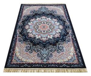 Modrý vzorovaný vintage koberec so strapcami Šírka: 150 cm | Dĺžka: 230 cm