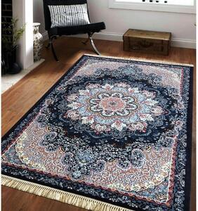 Modrý vzorovaný vintage koberec so strapcami Šírka: 150 cm | Dĺžka: 230 cm