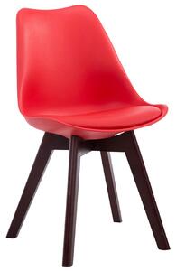 Stolička Borne V2 ~ plast / koženka, drevené nohy orech Farba Červená