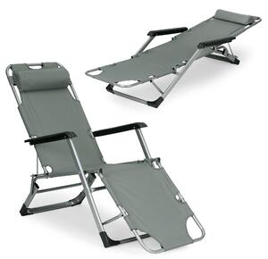 ModernHome Záhradné relaxačné kreslo 2v1- šedé