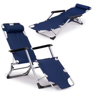 ModernHome Záhradné relaxačné kreslo 2v1- modré
