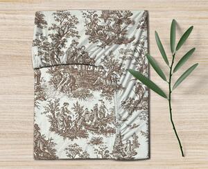 Ervi FLANELOVÉ napínacie prestieradlo - Toile de Jouy Caramel