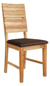 Dubová stolička Verto s čalúneným poťahom z hnedej ekokože