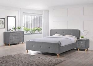 Sivá dvojlôžková posteľ MALMO 140 x 200 cm Matrac: Bez matrace