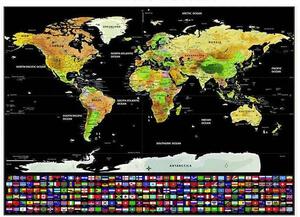 ISO Veľká stieracia mapa sveta s vlajkami Deluxe 82 x 59 cm čierna