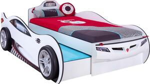 Detská posteľ auto SUPER s prístelkou 90x190cm - biela