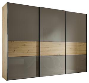 SKRIŇA S POS. DVER. – HOR.VED, dub artisan, mokka, 336/240/68 cm Moderano - Skrine