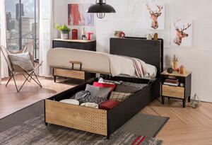 Detská posteľ s úložným priestorom 100x200cm Sirius - dub čierny/dub zlatý