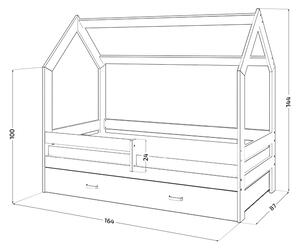 Detská posteľ DOMČEK D3 borovica 80x160 cm Rošt: S lamelovým roštom, Matrac: Bez matraca, Úložný box: Bez úložného boxu