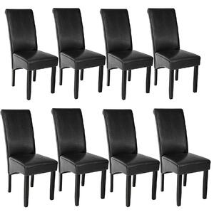 Tectake 403988 8 jedálenských stoličiek ergonomických, masívne drevo - čierna
