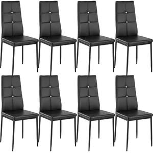 Tectake 404123 8 jedálenských stoličiek, ozdobné kamienky - čierna