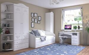 Rustikálna posteľ s roštom Juliet 80x190cm - biela