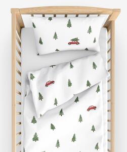 Goldea vianočné bavlnené obliečky do detské postieľky - cesta pre stromček 90 x 120 a 40 x 60 cm