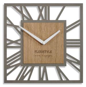 Dekorstudio Moderné drevené hodiny EKO Loft Piccolo Square sivé + dub