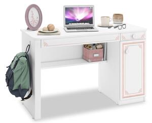Písací stôl Betty - biela/ružová
