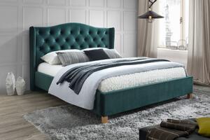 Zelená čalúnená posteľ ASPEN VELVET 160 x 200 cm Matrac: Bez matrace