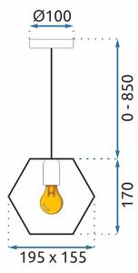 Toolight - Závesná stropná lampa Hexagon - čierna/zlatá - APP1131-1CP