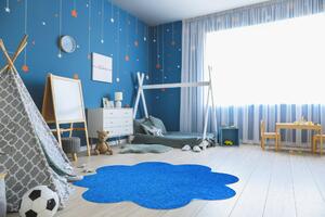 Vopi koberce Kusový koberec Color shaggy modrý kvietok - 120x120 kvietok cm
