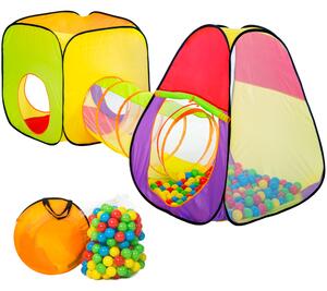 Tectake 401028 detský stan a hrací domček s tunelom s 200 loptičkami - farebná
