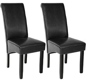 Tectake 401293 2 jedálenské stoličky ergonomické, masívne drevo - čierna