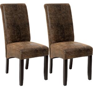 Tectake 401596 2 jedálenské stoličky ergonomické, masívne drevo - vintage hnedá
