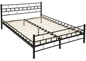 Tectake 401719 kovová posteľ dvojlôžková vrátane lamelových roštov - 200 x 140 cm, čierna