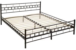 Tectake 401720 kovová posteľ dvojlôžková vrátane lamelových roštov - 200 x 180 cm, čierna