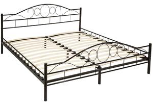 Tectake 401724 kovová posteľ dvojlôžková romance vrátane lamelových roštov - 200 x 180 cm, čierna