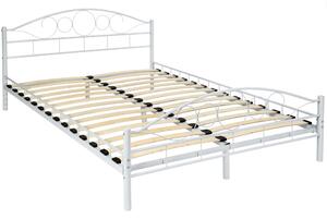 Tectake 401725 kovová posteľ dvojlôžková romance vrátane lamelových roštov - 200 x 140 cm, biela