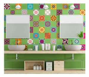 Sada 60 dekoratívnych samolepiek na stenu Ambiance Flow, 15 × 15 cm