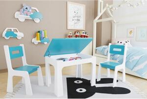 Delta Detský stôl s úložným priestorom a stoličkou modro-biely