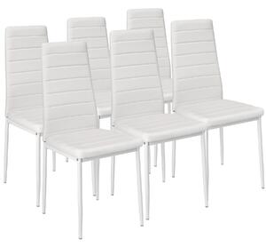 Tectake 401850 6 jedálenských stoličiek, syntetická koža - biela